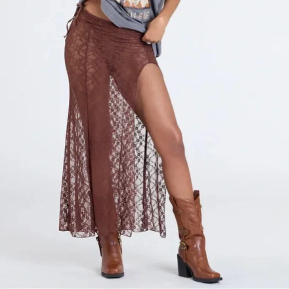 NWT Brown Lace Skirt Cover Up - Picture 4 of 6